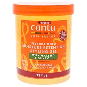 Cantu Moisture Retention Styling Gel with Flaxseed & Olive Oil – Flexible Hold Hair Gel for Curly, Wavy & Natural Hair, Frizz Control, Long-Lasting Moisture, Unisex – 18.5 oz