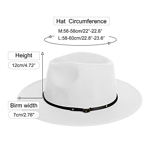 Image of Wide Brim Fedora Hats for Women Mens Felt Fedora Hats With Belt Buckle