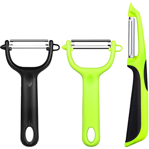 3 Pcs Potato Peeler, Y-Shaped Peelers and Stainless Steel Rotary Vegetable Peeler for Kitchen Fruits Orange Carrots Eggplant, Mango Cucumber Etc Eiffy Veg Peeler