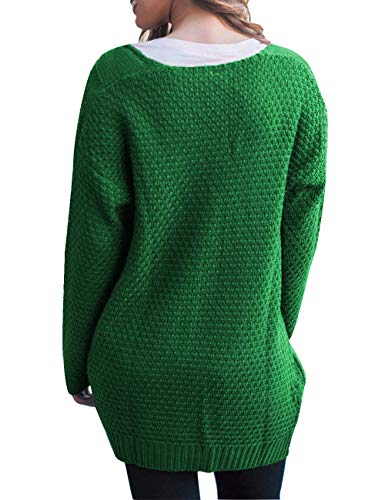 Traleubie Women'S Loose Casual Long Sleeved Open Front Breathable Cardigans Sweater With Pocket G-Green S thumb #4
