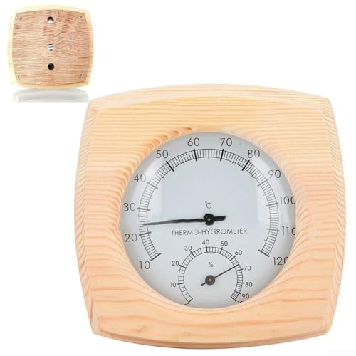 HAUINVC 2 in 1 Wooden Sauna Thermometer and Hygrometer Hanging Sauna Thermometer Indoor Humidity Temperature Measurement Sauna Room Equipment and