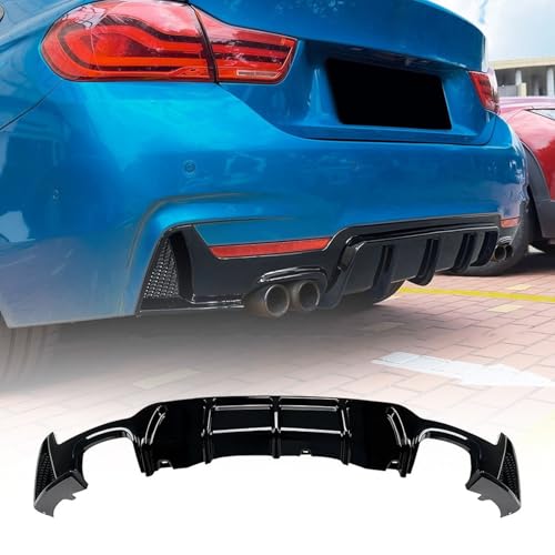 FINMOKAL ブラック リアディフューザー ローワーバンパー リップスポイラー BMW 4シリーズ F32 F33 F36 M Sport 2014-2020対応 デュアルエキゾースト 2コンセントタイプ