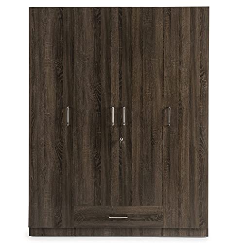 Image of Wakefit Wardrobe | 1 Year Warranty | Engineered Wood Almirah, Cupboard for Clothes Storage | 4 Door, 1 Drawer, 2 Hanging Space | Cashmere - Napa Oak