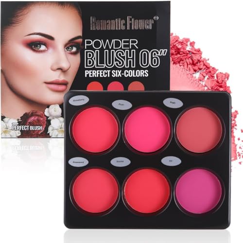 Katiluxiya Paletas de rubor mate de alto pigmento a largo plazo, Paleta de rubor mate facial, Face Matte Blush Palette (6 colores)