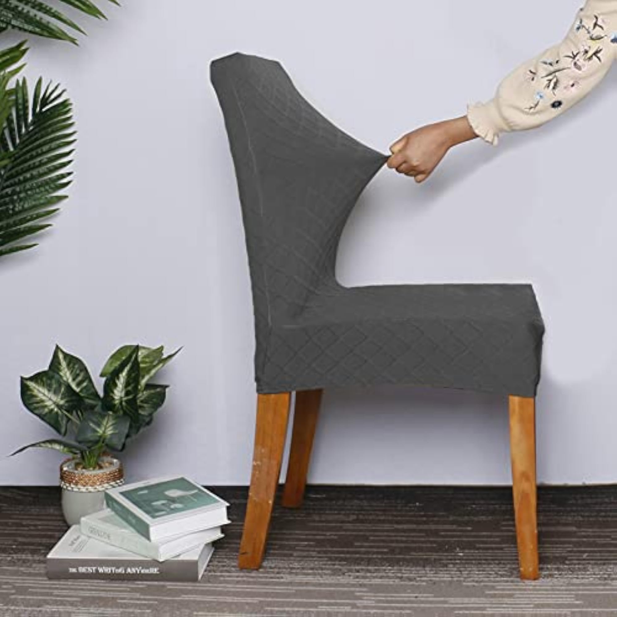 Stretch Solid Diamond Lattice Dining Chair Covers