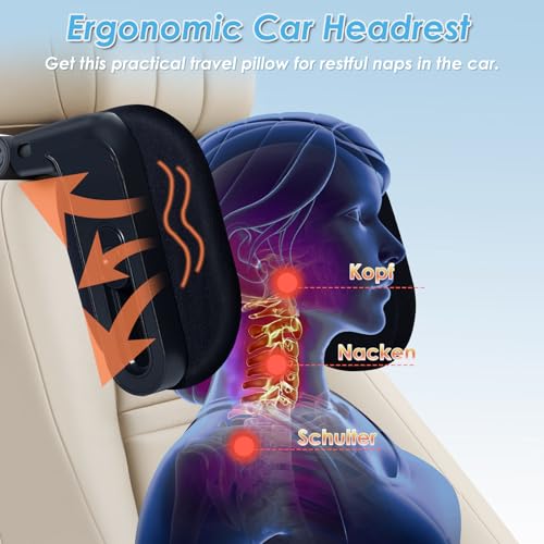 Miniatura 3 de Torven Reposacabezas Coche Niño Adulto Soporte Cabeza Giratorio 360 2025 Reposa Cabezas Memory Foam Mecanismo 3 Puntos Para Dormir En El Coche Negro 1 Pieza