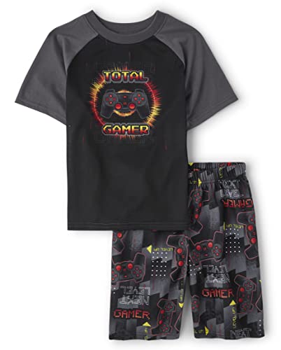 The Childrens Place Short Sleeve 2 Piece Pajama Set Black Small (5/6)