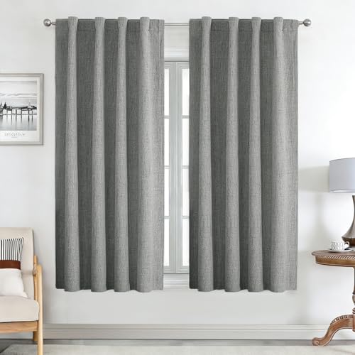 Joydeco 100 Cortinas Opacas 2 Piezas, Lino Cortinas Dormitorio Con Pasadores Anti Luz Cortina Termica Aislantes Frio Y Calor Para Salon 2x137x117 Gris Claro Joydeco 100 Cortinas Opacas 2 Piezas, Lino Cortinas Dormitorio Con Pasadores Anti Luz Cortina Termica Aislantes Frio Y Calor Para Salon 2x137x117 Gris Claro