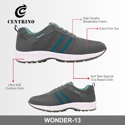 Image of Centrino Men's Sneaker Shoes Stylish | Shoes for Man Casual Sports | Lightweight Breathable Lace-Up Walking Shoes with Cushioned Insole | Comfortable Anti-Skid Canvas Sneakers for Men | Mens Shoes (9201)