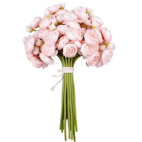 MOEFAL Blush Pink Ranunculus Artificial Flowers, Wedding Filler, 18 pcs