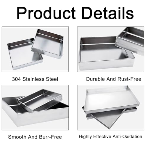 Generico Vassoio da Portata Multiuso in Acciaio Inox, 60x60x5 cm, con vaschetta raccogligocce, Ideale per Cucina, Lavanderia, Alimentazione Animali Domestici e Altro Ancora - Resistente, Facile da pu