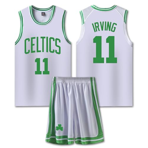 Camiseta De Baloncesto para Niños Adulto 2 Piezas #11 Camiseta Sin Mangas Y Pantalones Cortos Conjunto De Chaleco Deportivo Uniforme De Baloncesto Juvenil,White/B-Kids/XL