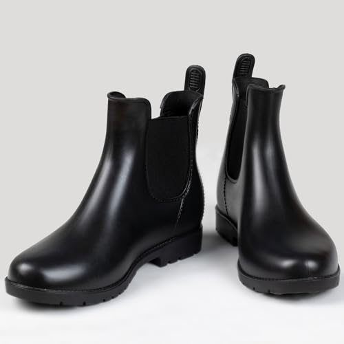 Chelsea Boots for Women Waterproof Rain Boots Slip On Flat Heel Chelsea Booties Outdoor Shoes Short Ankle Rainboots for Ladies3