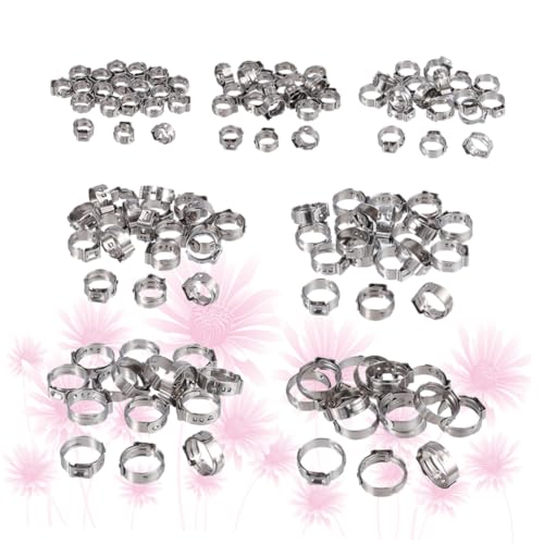 NAMOARLY 130pcs 304 Silver Plumbing Clamp Air Ducting Drive Hose Clip Tube Clamp