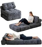 Giant HIGOGOGO Bean Bag Chair Bed, Convertible Folds to Mattress, High-Density Foam