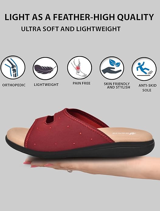 Image of HEALTH FIT EXTRA SOFT Women's Comfortable Memory Foam Doctor Slippers /Flip-Flops|Fashionable Casual & Stylish|Lightweight & Breathable|Outdoor Synthetic Casual Chappals Sandals Ladies & Girls HF25