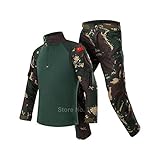 Taktische Weste Outdoor Teenager Jungen Militär Uniform Taktische Kampfjacke Hose Set Camouflage CP Dschungel Print 2 Stück Kinder Spezial SWAT Armee Anzug (Farbe: Tops Hose 2, Größe: 155 165 cm Höhe)