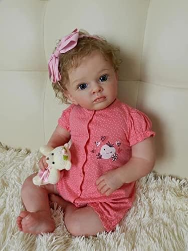 Miniatura 5 de Pedolltree Ropa de muñeca de bebé Reborn de 22 pulgadas, mono rosa dulce para muñeca recién nacida de 20 a 22 pulgadas