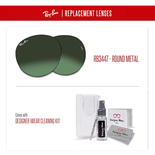 Ray-Ban Original ROUND METAL RB3447 Replacement Lenses +BUNDLE with ACCESSORY EYEWEAR KIT4