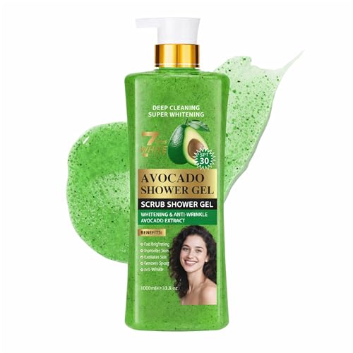 Gel De Ducha Exfoliante Cúrcuma Y Vitamina C, Limpiador Corporal Con Partículas Exfoliantes Naturales, Gama De 6 Variantes Para Cuidado Diario Del Cuerpo, Bote Con Dosificador (avocado)