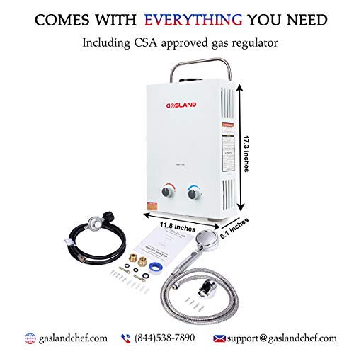 Propane Tankless Water Heater, Gasland Outdoors 1.58Gpm 6L Portable Gas Water Heater, Instant Propane Water Heater, Rv Camping Water Heater, Overheating Protection, Easy To Install #TOP6