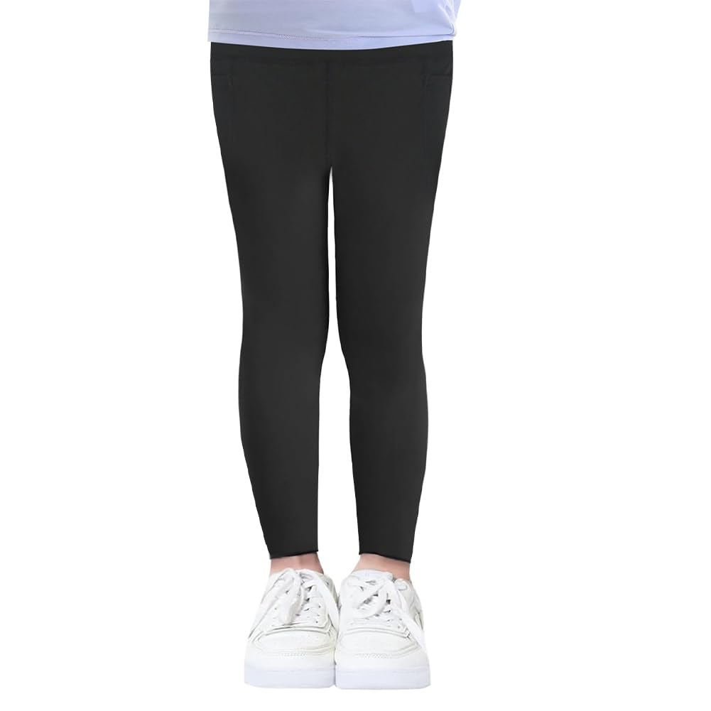 Vicloon Leggings Sportivi Nero da Bambino, Elastici Comodi per Yoga, Danza, Esercizio, Jogging, Balletto e Ginnastica