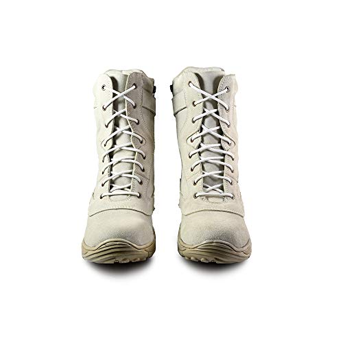 Image of ASM Mens SWAT Tactical Side-Zip White Leather 9 inch (Inches) Long Boots UK /India 5 to 11 ARTICLE-703