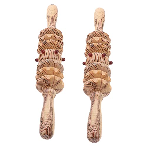 FOMIYES 2pcs Wooden Massage Stick Wooden Massagers Roller Spine Stretcher Aligner Massage Roller Muscle Roller Stick Multifunctional Manual Fitness Transmitter