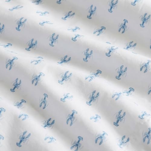 Image of Nautica - Sheet Set, Breathable & Cooling Microfiber Bedding with Matching Pillowcase, Deep Pocket, Fully Elasticized (Nantucket Lobster Ocean Breeze Blue, Twin XL)