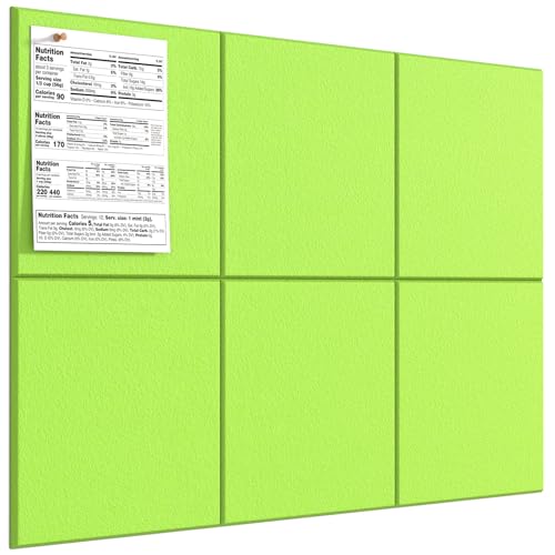 Image of MaxGear Large Cork Board for Wall 36 inch x 24 inch, Fruit Green Bulletin Board, 6 Pack Felt Wall Tiles with Pushpins, Cork Boards for Office Pin Board Tack Board Cork Boards