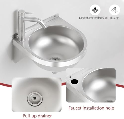 Stainless Steel Corner Wall Mount Sink, Space-Saving Single Bowl Vanity Sink for Modern Bathrooms, Ideal for Small Spaces,Black,Black