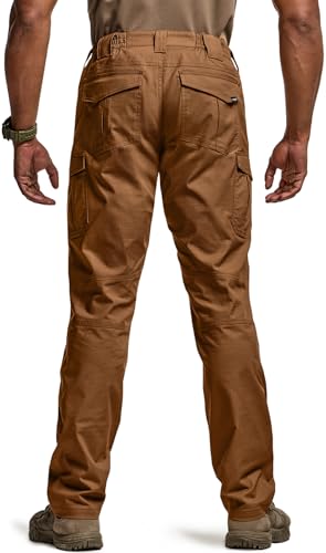 Image of CQR Men's Flex Ripstop Tactical Pants, Water Resistant Stretch Cargo Pants, Lightweight EDC Hiking Work Pants