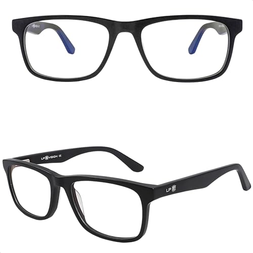 LP Vision - Óculos Para Gamer Com Filtro Bloqueador Anti Luz Azul Sem Grau - Computador & Celular & Descanso & Leitura - V2 Preto