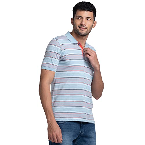 Image of Raymond Men Cotton Striped Regular Fit T-Shirt