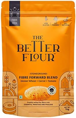 The Better Flour Khapli Wheat Flour 1kg – Organic Emmer Wheat, High Dietary Fiber, Low Glycemic, Easy Digestion, Stoneground Atta