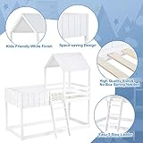 ANIROY Wooden Bunk Bed, Loft Bed with Ladder and Guard Rail, Mid-Sleeper Cabin Bed, 3 FT Single Treehouse Canopy, Shaped with Space-Saving Design for Children& Kids Home (White-90 * 190 cm) - Image 8
