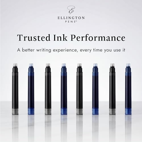 Image of Ellington Pens Blue & Black Fountain Pen Ink Refills 24 Pack - International Standard Size Cartridges - Ink For Fountain Pen - Premium Quality & Non-Toxic, Long-Lasting & Waterproof Ink, Dries Quickly