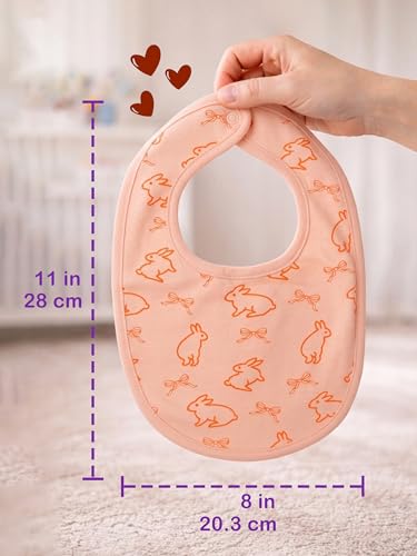 Image of Kidbea Organic Cotton Baby Bib, Adjustable Snap Closure Soft Absorbent Feeding Bibs Apron for Newborns & Infants Child With Cute Prints | Reusable Baby Essential