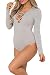 Pink Queen Women's One Piece Knit Tight Bodysuit Jumpsuit Size M Gray
