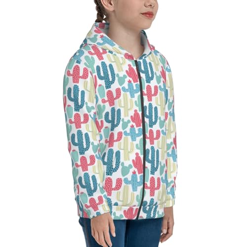Cactus Colorful Kid Hoodies Boys Zip Up Sweatshirts Girls Pullover with Pocket4