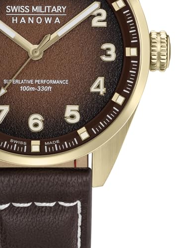 Image of Swiss Military Hanowa SMWGA0001550 Airman First Class - Swiss Made Round Olive Watch for Men
