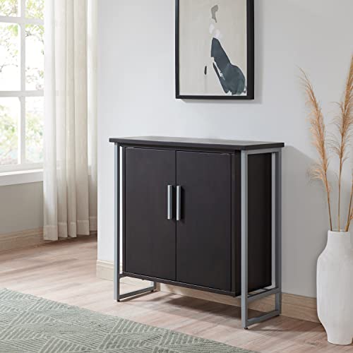 Image of Leick Home Talia Console Cabinet, 30 inch, Black, Nickel