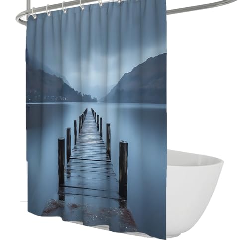 Rideau de douche paysage marin haute definition en tissu polyester haut de gamme 90x180