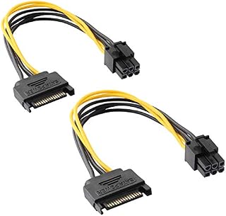 æ åçŒ ZSHYBER SATA Power Cable, Sata 15 Pin to 6 Pin PCIe Graphics Video Card Power Cable Adapter, 20.50cm x 2PCS