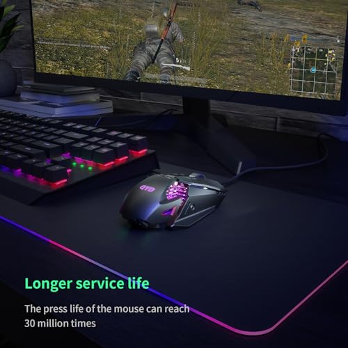 Souris de gaming avec LED RVB ergonomique et filaire pour PC - 7