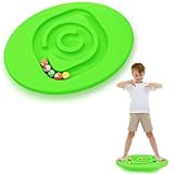 Seenelling Kids Maze Balance Board Plastic Wobble Rocker Balance Board with Mini Balls Load 170lb for Balancing Exercise Equipment Game Boys Girls Physical Therapy 18.5 x 14.57 Inch(Green,Round)
