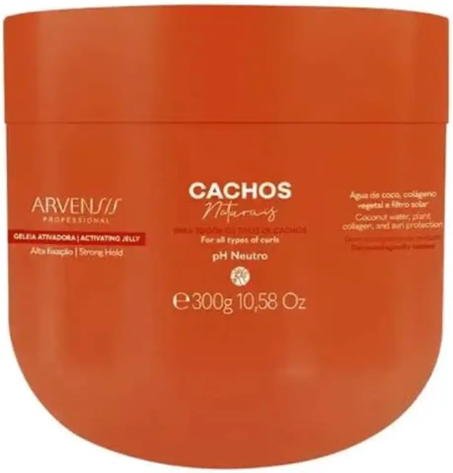 Arvensis – Gelatina Ativadora Cachos Alta Fixação 300g | Definição Duradoura, Hidratação e Proteção Solar com Água de Coco e Colágeno Vegetal