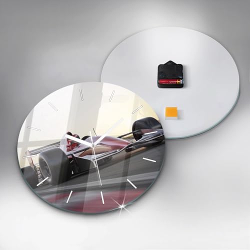 Horloge voiture de course en verre silencieuse Wallfluent 30 cm moderne - 5