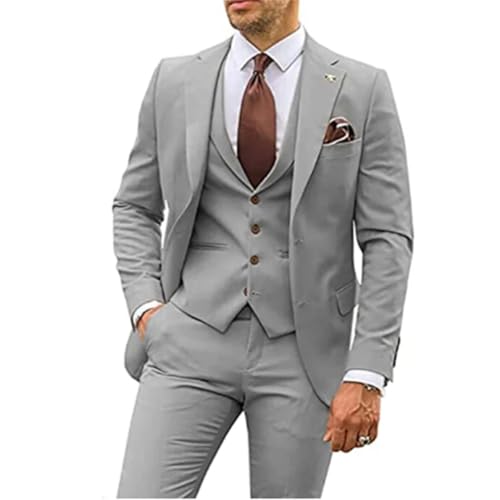 Men Slim Fit Tuxedo Wedding Suits 3 Pieces Groomsmen Formal Party Suit Set3