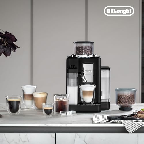 Image of DeLonghi Rivelia Fully Automatic Coffee Machine, Original Italian Brand, 16+ Hot & Cold Coffee Options, Patented LatteCrema Technology, Bean to Cup, Bean Switch System, 19 Bar Pressure, EXAM440.55.B